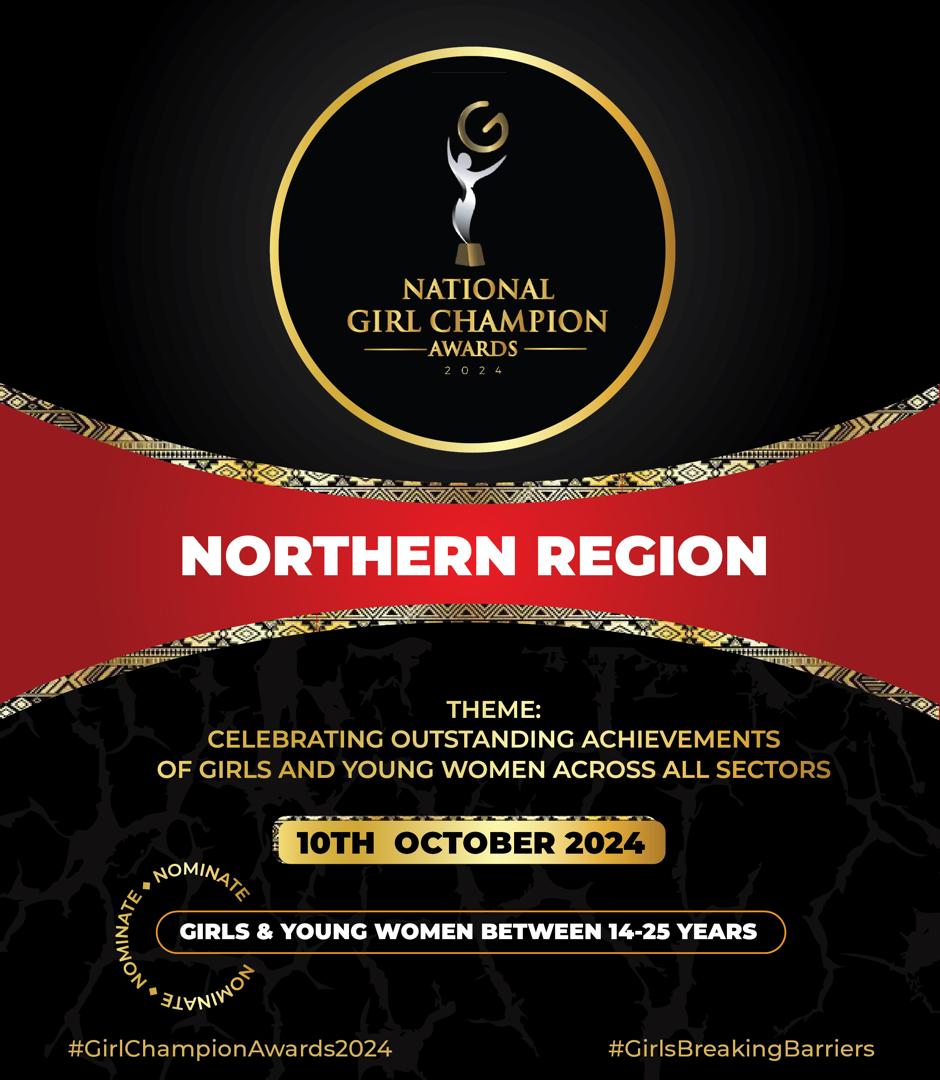 A call for nomination of Girl Champions for the #GirlChampionAwards2024 in the Northern Region.

The different #AwardCatergeries are listed under the link below 
bit.ly/m/2024_gca_nom… 

Don't miss the opportunity!

#GirlsBreakingBarriers
#ProtectTheGirl