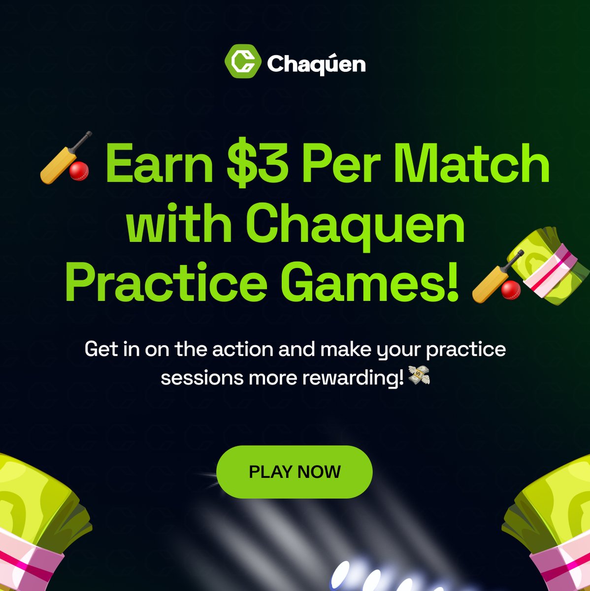🚀 Sneak peek the Chaquen Beta during Men's T20 World Cup warm-ups and win amazing rewards now! 

More exciting rewards coming for the main tournament! 🏏🎁

#T20Cricket #ChaquenBeta #PlayAndEarn