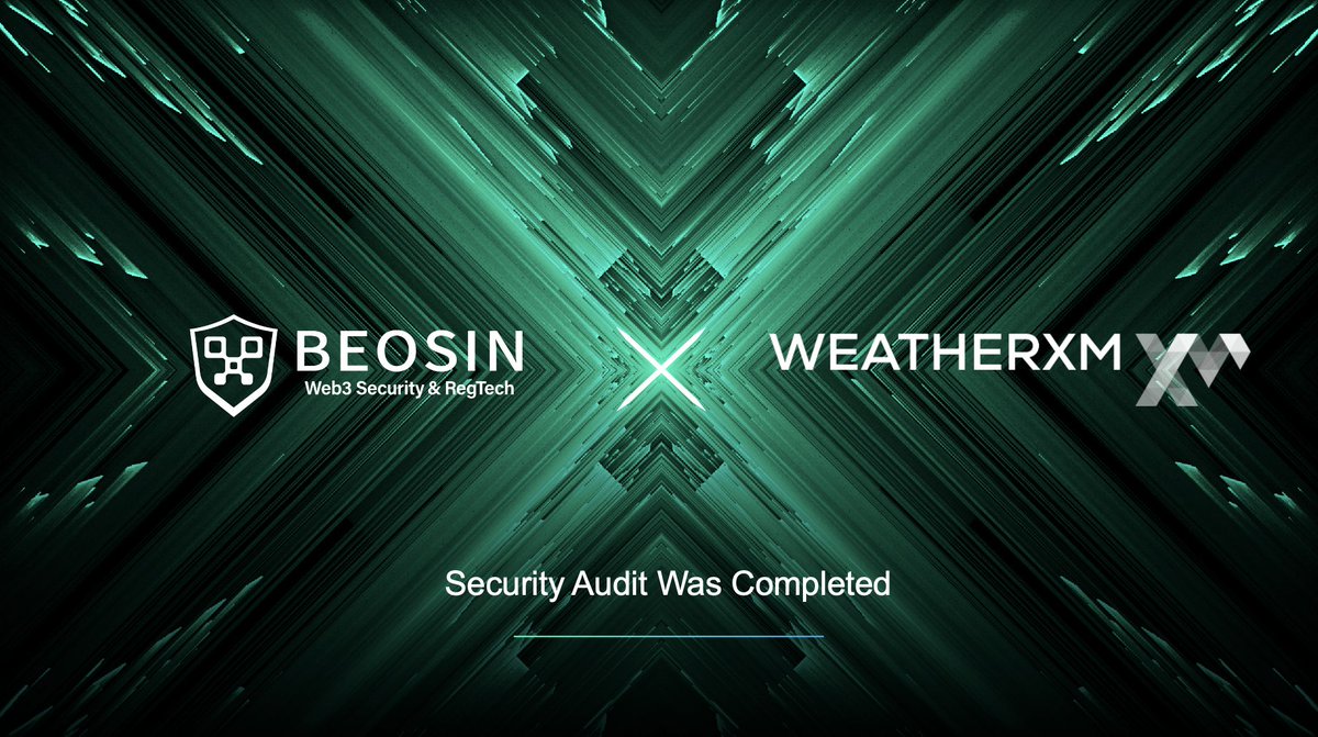 🎉 @WeatherXM has successfully passed a security audit by Beosin! 🚀 WeatherXM is the world’s largest community-powered weather network. They have manufactured and deployed 5000+ stations in 80+ countries and raised $7.7M in a Series A round led by Lightspeed Faction in 2024.