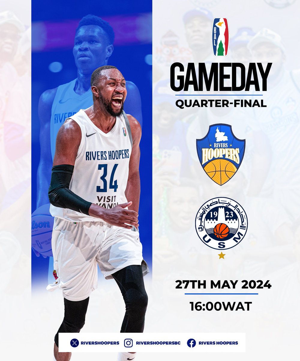 Game Day !!!! The big day is here!!!! Set your time 4pm Nigerian time we play US Monastir in the quarter final. We meet them for the third time this @thebal season and for the 4th time in BAL history. #TheBAL #BAL4 #TheKingsMen #HoopersNation