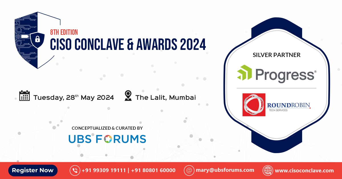 ubsforums's tweet image. Make your way to @ProgressSW & @RoundrobinTech booth our Silver Partner to unlock a world of cutting-edge tools & technologies in Cybersecurity at the "8th Edition CISO Conclave & Awards 2024."
🗓️Date- 28th May
📍Venue- The Lalit, Mumbai
Register-shorturl.at/jswLP
#UBSFCISO
