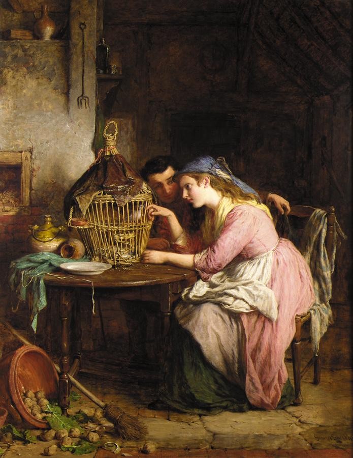 Res: George Smith (1829-1901), wooing and cooing, oil on canvas, 91x71 cm