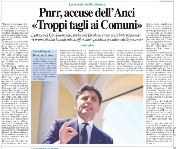 La #Meloni affossa i Comuni con i tagli del #PNRR. Il paradosso: il sisma bonus alle regioni del Centro, no per i #CampiFlegrei