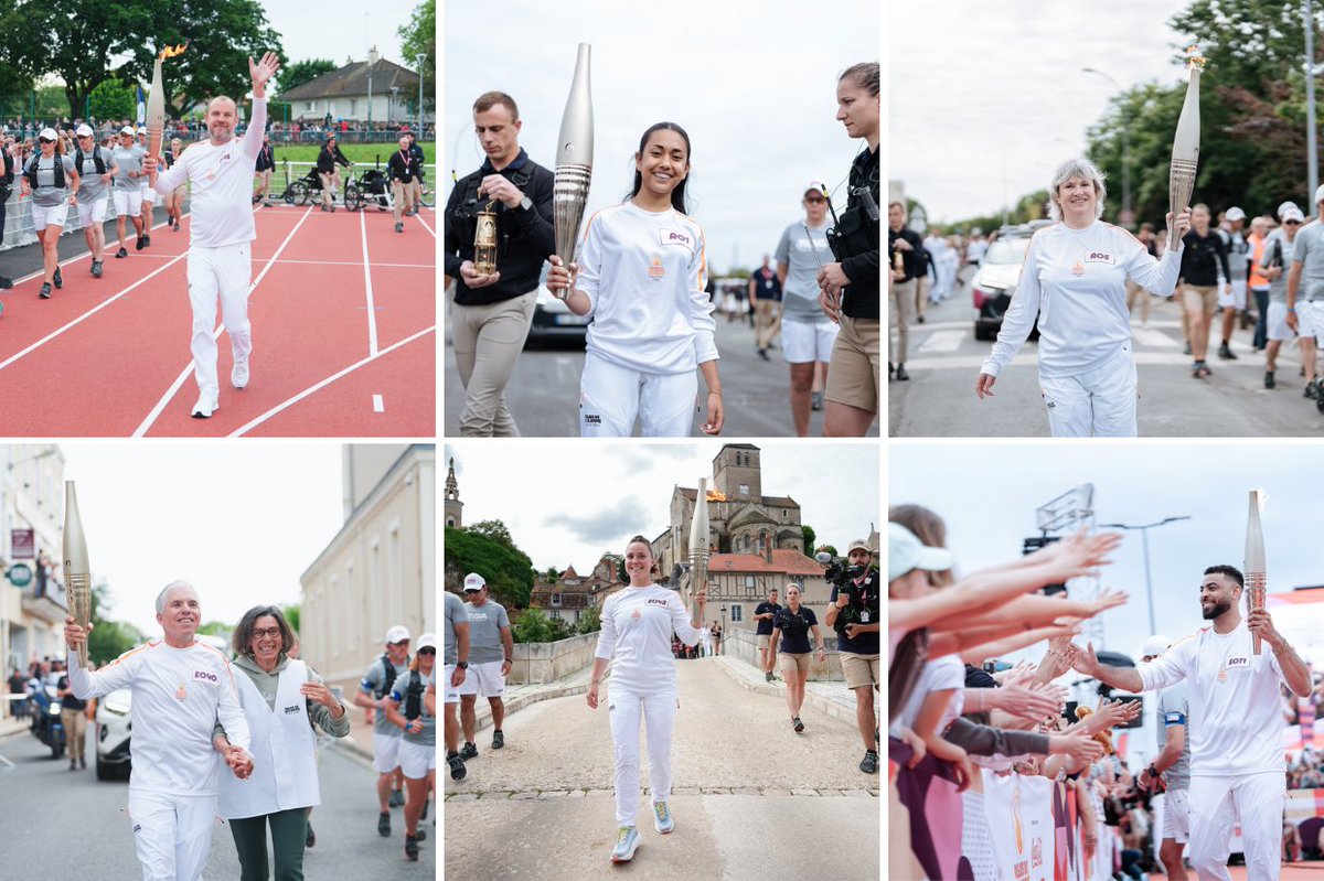 #Paris2024 🔥 | Merci aux 99 relayeurs de la #Vienne et tout particulièrement aux 6 qui ont porté la Flamme Olympique pour le #Département86. 😍 Merci aux 42 000 personnes venues partager ce moment d'exception et de liesse populaire. © Paris 2024