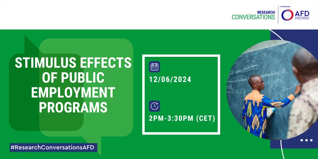 #ResearchConversationsAFD |🤔What impacts does public spending have on private sector incomes &amp; jobs?

📅Join us on 12/06 for a webinar with experts @Anda__David, <a href="/ihsaanbassier/">Ihsaan</a> &amp; Kate Philips who will analyze the🇿🇦's Presidential Employment Stimulus

🔎 bit.ly/3yErzJ6