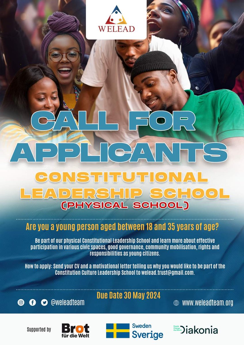 📢 Opportunity alert: Youth in Zimbabwe: @weleadteam is calling for participants to attend the Constitutional Leadership School. See the picture below for eligibility. Tell young people about this opportunity. #WhatYouthWant