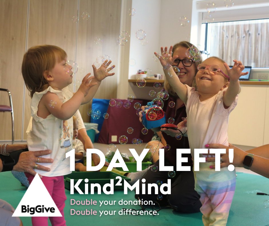 ⏰1 day left to donate to our Big Give Kind2Mind appeal ⏰ To make a donation and have it doubled at no extra cost to yourself, please click here: donate.biggive.org/campaign/a0569… Every donation will help fund our vital family support service ♥️