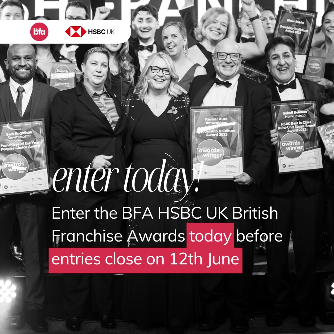 🏆 Have you entered the BFA HSBC UK British Franchise Awards 2024 yet? Now's your chance to highlight your achievements and stand out in the franchise community. Submit your entries before it's too late! thebfa.org/bfa-hsbc-uk-br… #FranchiseExcellence #BritishFranchiseAwards