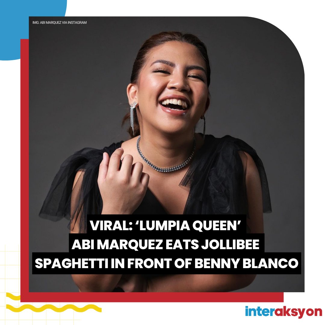 'PHILIPPINES, THIS IS FOR YOU!'

Food content creator Abi Marquez, also known as “Lumpia Queen,” shared a video of her eating a Jollibee meal in the presence of music producer Benny Blanco who previously criticized its meal offerings.

Read: interaksyon.philstar.com/trends-spotlig…