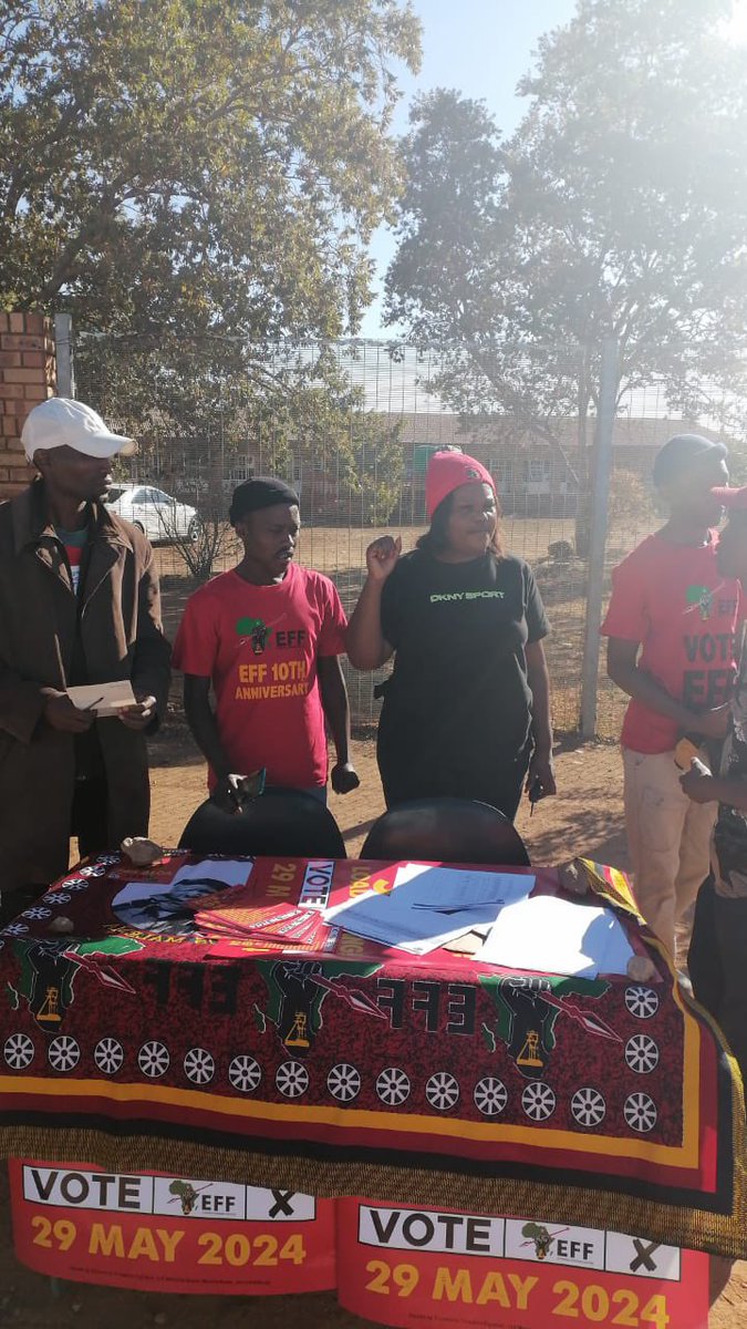 🔺Road To Victory🔺 In Pictures| EFF party agents are up and ready to defend the revolution at Zimele Voting District, Matlosana Local Municipality.