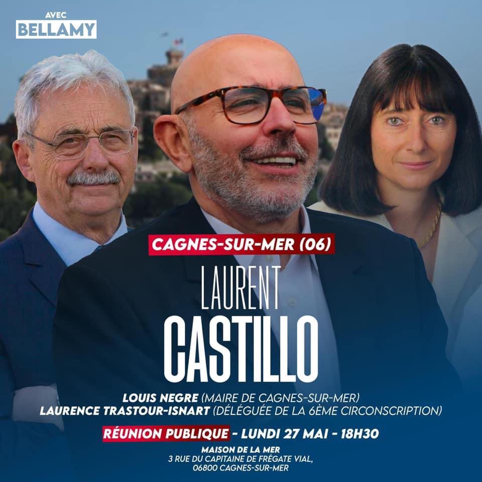 🔴 Rendez-vous ce soir à 18h30 avec <a href="/TrastourIsnart/">Laurence Trastour-Isnart</a> et <a href="/LouisNegreCSM/">Louis Nègre</a> pour soutenir la liste de <a href="/fxbellamy/">Fx Bellamy</a> et notre candidat <a href="/PrLCastillo/">Pr. Laurent Castillo</a>.

📍Lieu : maison de la mer, 3 rue du capitaine de Frégate Vial, Cagnes-sur-Mer.

🗳️Le 9 juin, on vote Les Républicains !