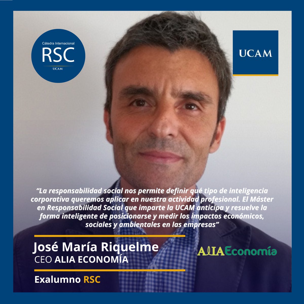 📢#MasterRSC_UCAM | Así hablan nuestros alumnos:  José María Riquelme, CEO en #AliaEconomía 💸💰