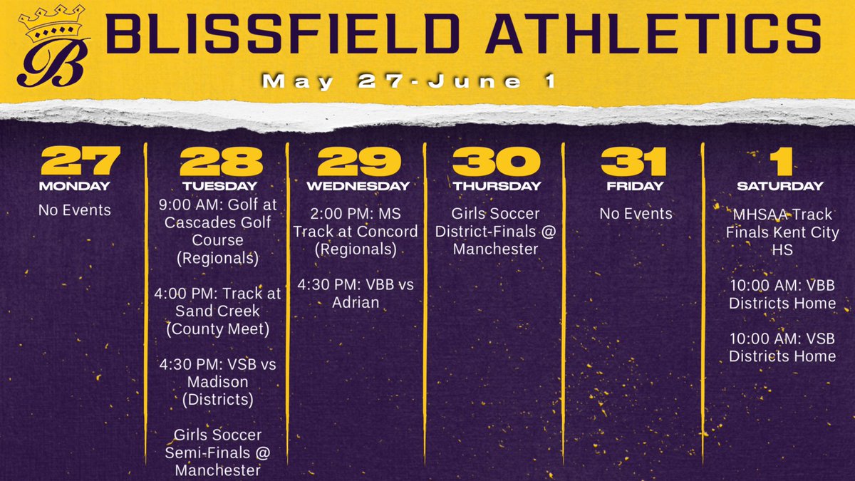 Blissfield Athletics (@BlissAthletics) on Twitter photo 2024-05-27 08:10:03