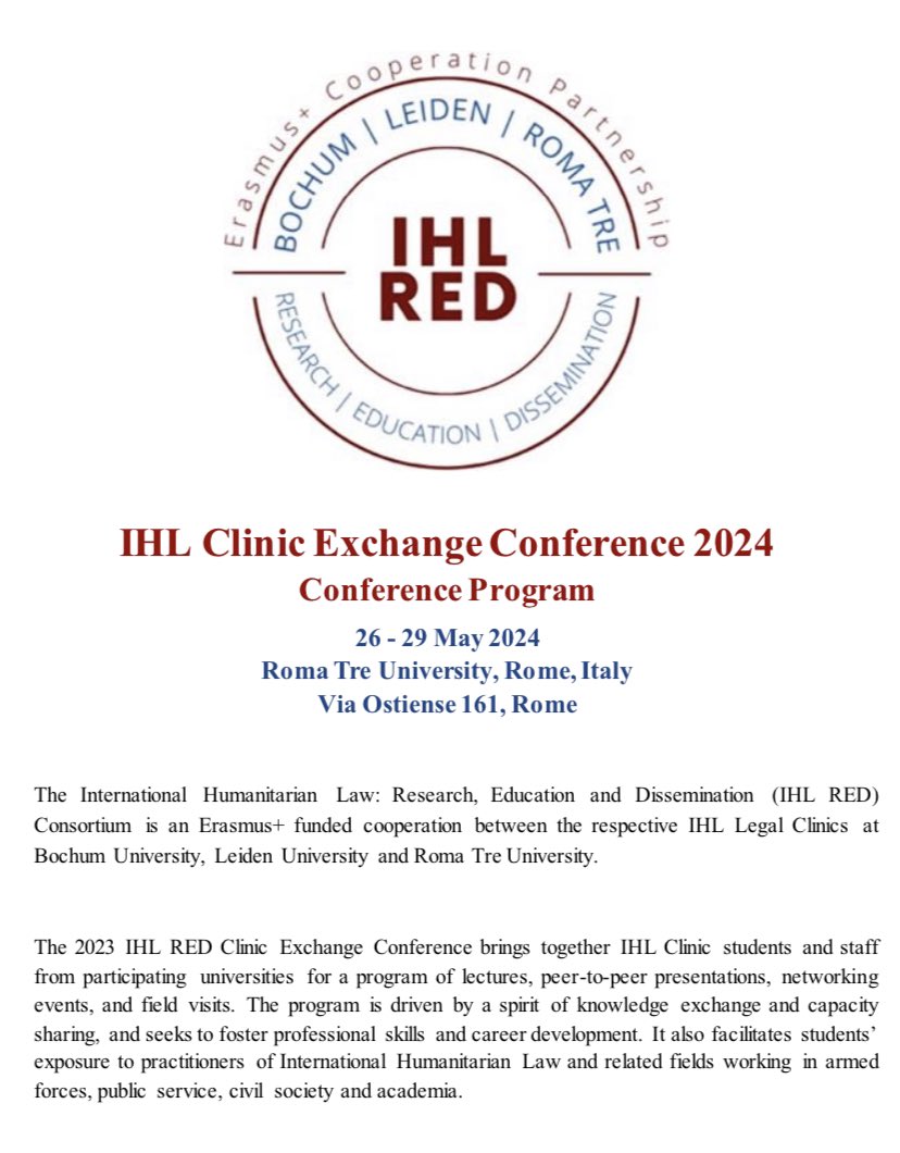 It is a pleasure &amp; honour to supervise <a href="/IFHV_Bochum/">IFHV</a> IHL clinic students + accompany them to our #IHL clinic exchange conference; this year hosted by <a href="/UnivRoma3/">Università Roma Tre</a> as part of our   <a href="/EUErasmusPlus/">Erasmus+</a> funded project „IHL Research. Education. Dissemination“ - Now as important as ever.