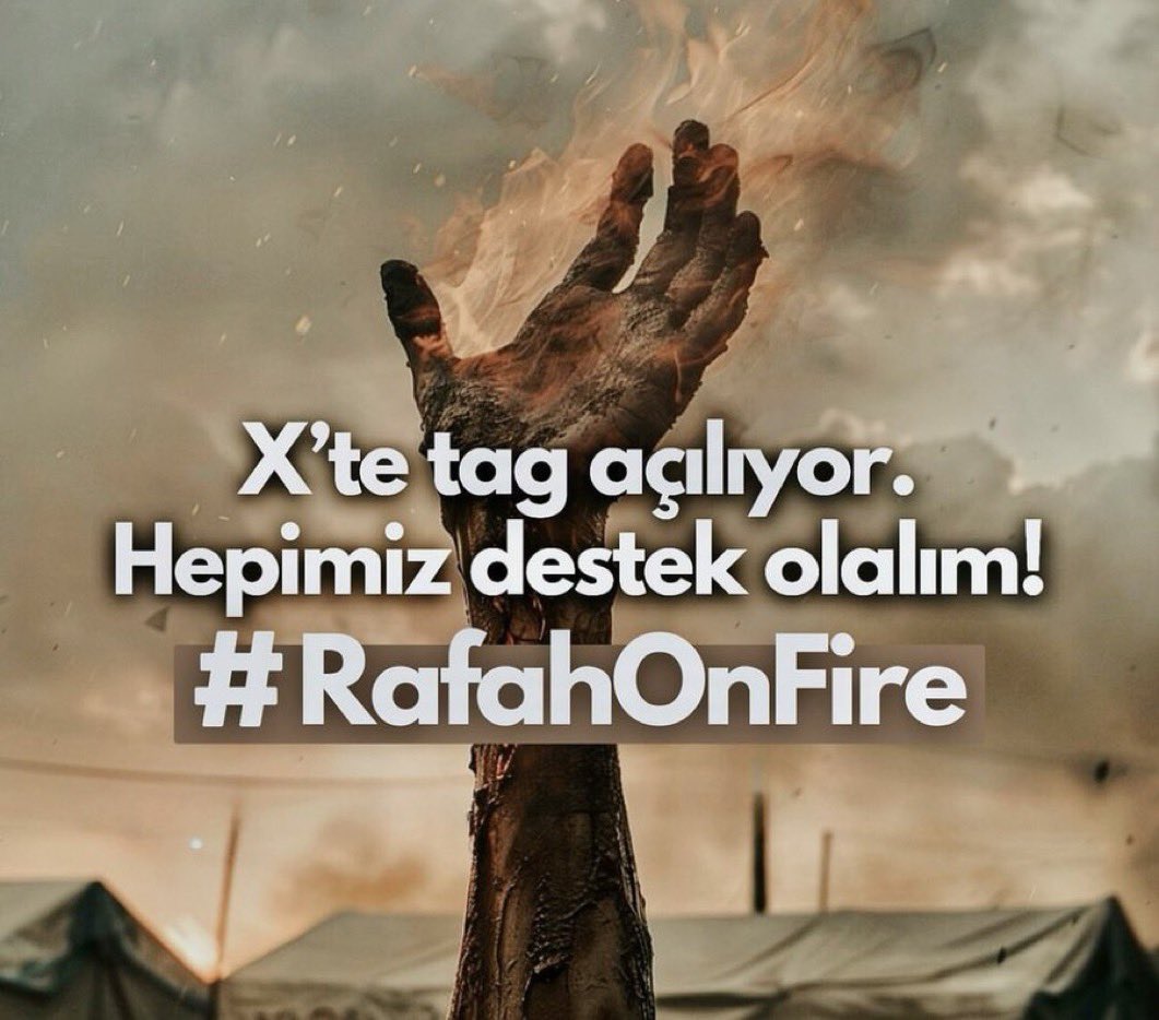 #RAFAHONFİRE haydi kardeşlerim bu Tivitırda en kuvvetli bir şekilde desteğimizi yapalım onlar bizim çocuklarımız 🤲😭😭😭😭😭😭🇪🇭🇹🇷🇪🇭🇹🇷🇪🇭#GazzedekiSoykırımaDurDe #GazzedeÇocuklarÖldürülüyor insanlık adına alıntıla bu kadarına da gücün yetmiyormı Müslümannnn☝️😭