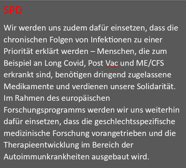 SPD 
@spdbt 

#LongCovid, #MECFS und #PostVac werden im Programm auf Seite 44 erwähnt.

spd.de/fileadmin/Doku…

3/14