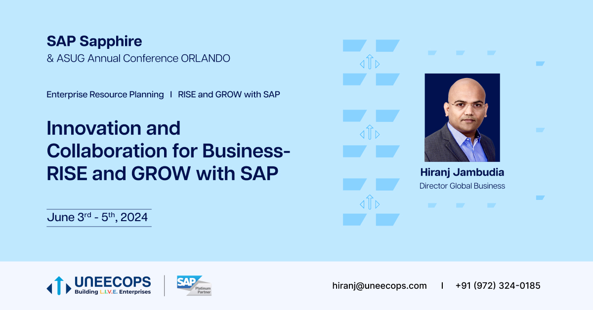 The best in your business is almost here!

Meet our Director, Global Business Hiranj J., at #SAPSapphire in Orlando. Chat with him about SAP's latest capabilities and learn how to run your business better.

#sap #sappartner #sapindia #runbetter #businesstransformation