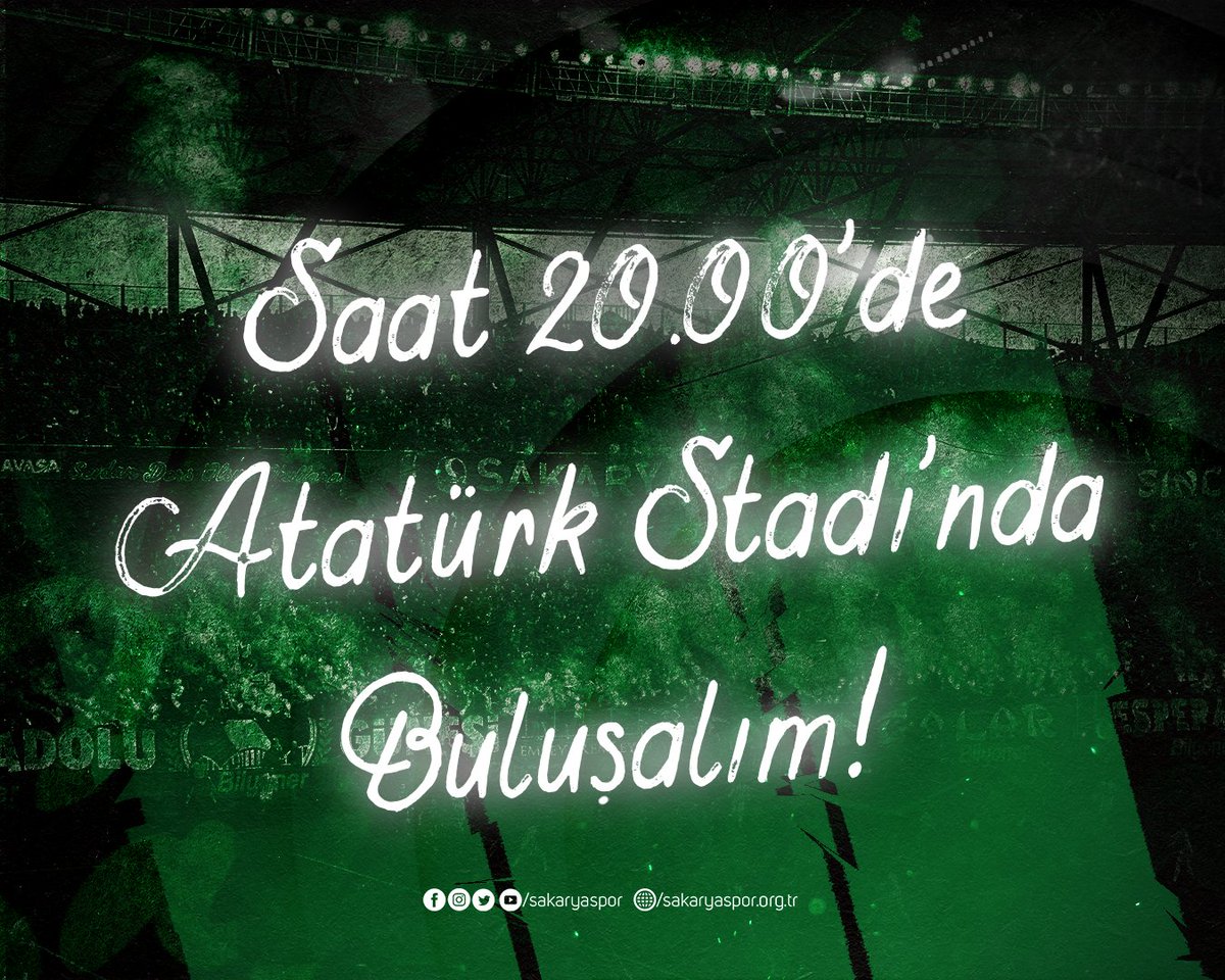 Büyük Sakaryaspor Taraftarı,

Final maçı öncesinde Sakarya'da yapılacak son idmanımızda futbolcularımızı Adana'ya uğurluyoruz!

Saat 20.00’de Maraton tribününde buluşalım.

#KenetlenSakarya