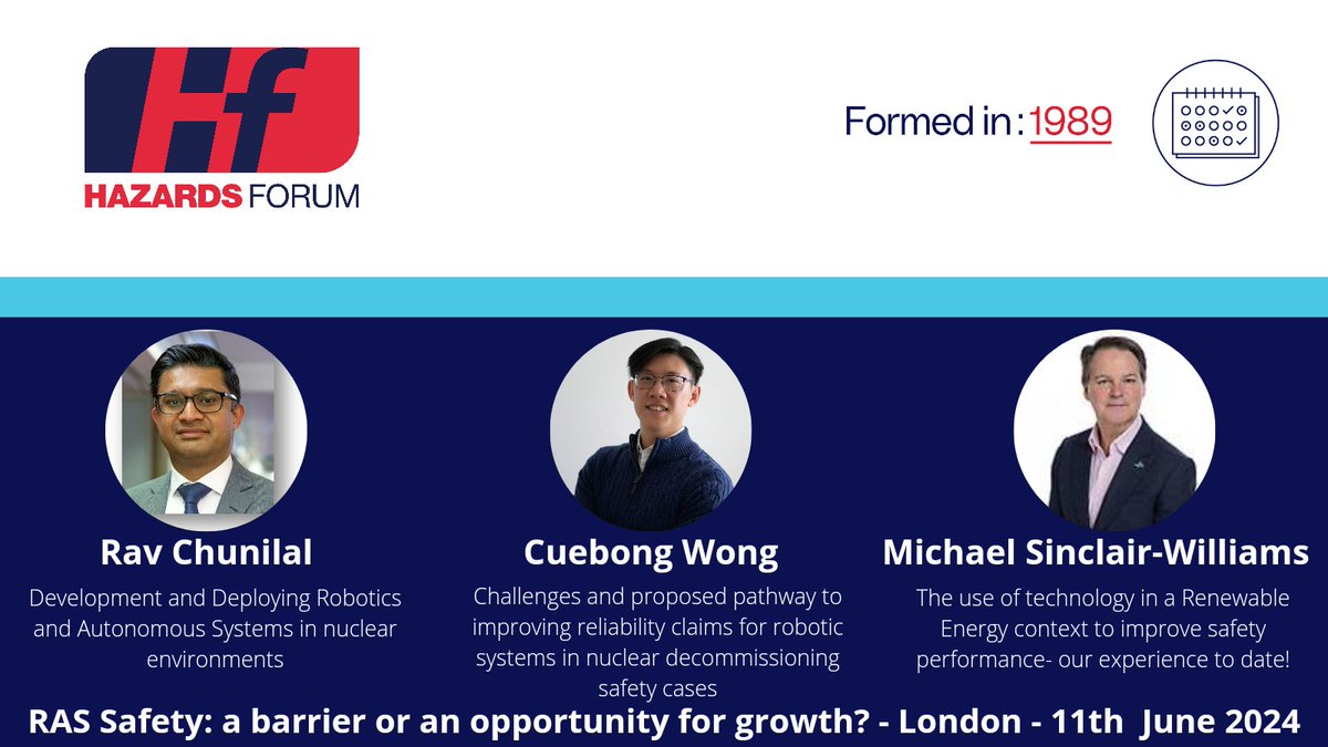 Hazards Forum (@hazardsforum) on Twitter photo 📢EVENT NEWS📢
Join our four speakers for our event next month.
Featuring, Rav Chunilal <a href="/SellafieldLtd/">Sellafield Ltd</a>, Cuebong Wong <a href="/UKNNL/">United Kingdom National Nuclear Laboratory</a>, Michael Sinclair-Williams <a href="/RESGroup/">RES</a>
along with Anneka Wilson <a href="/H_S_E/">Health and Safety Executive</a>
Find out more here: lnkd.in/eJ2T9gxR 📢EVENT NEWS📢
Join our four speakers for our event next month.
Featuring, Rav Chunilal <a href="/SellafieldLtd/">Sellafield Ltd</a>, Cuebong Wong <a href="/UKNNL/">United Kingdom National Nuclear Laboratory</a>, Michael Sinclair-Williams <a href="/RESGroup/">RES</a>
along with Anneka Wilson <a href="/H_S_E/">Health and Safety Executive</a>
Find out more here: lnkd.in/eJ2T9gxR