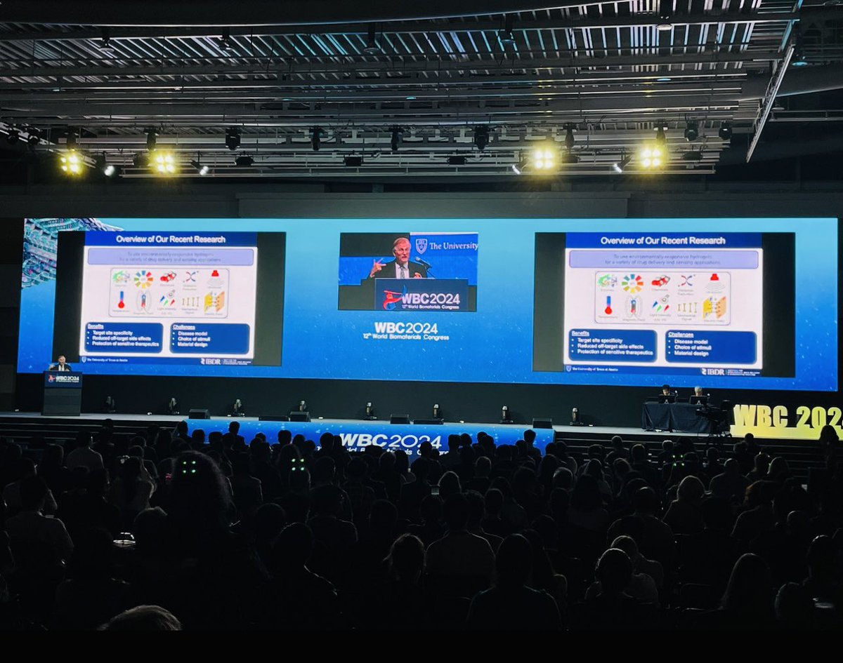 NPeppas's tweet image. 12th World Biomaterials Congress. Plenary lecture by @NPeppas  of @UTBiomedical @TexasChE @CockrellSchool