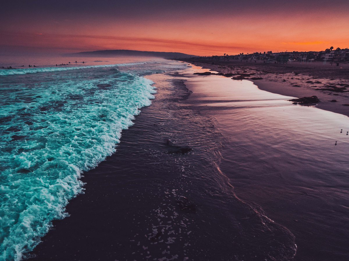 ocean seashore during golden hour manhattan beach free image