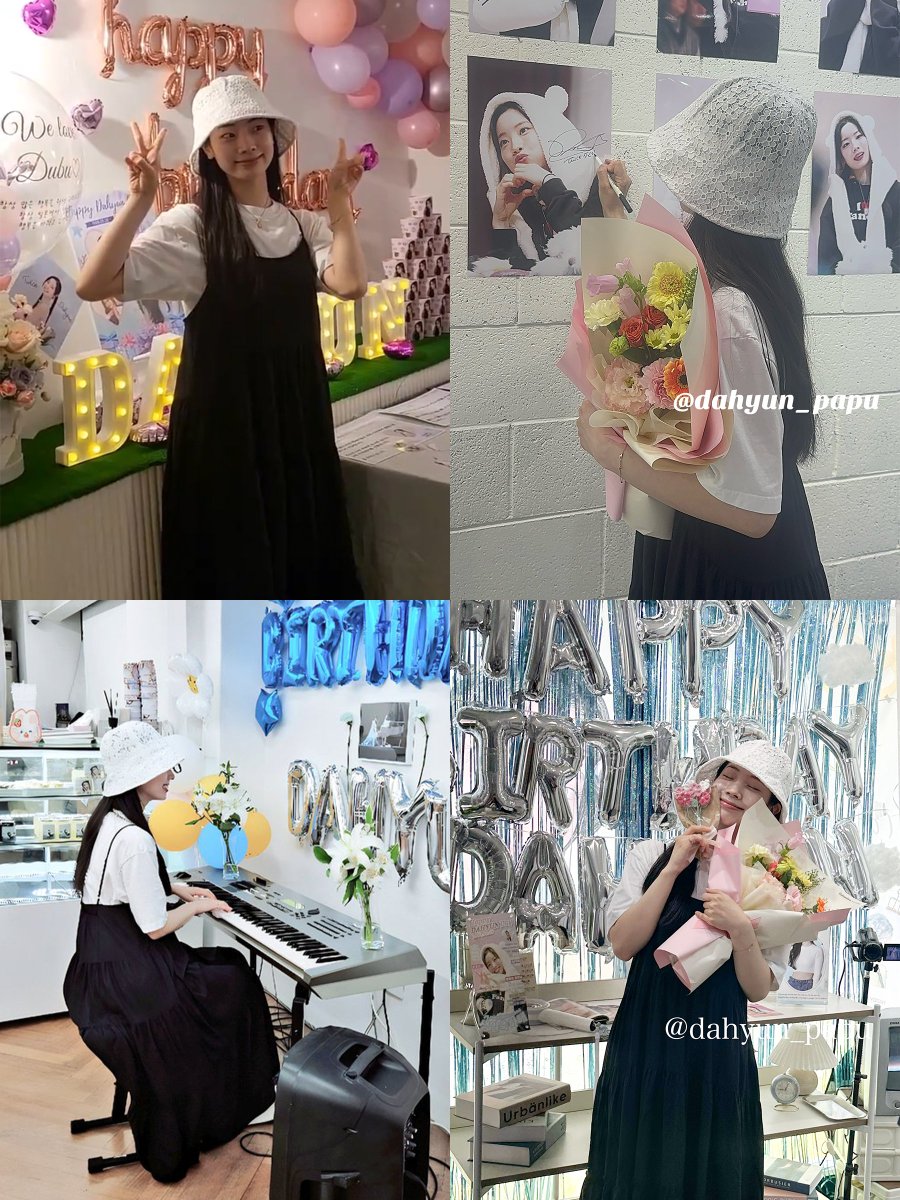 godmitzu's tweet photo. Dahyun visiting multiple birthday cafes, signing photos, and playing piano for ONCEs even in between her busy filming schedules 🥹 https://t.co/icPE5tgPKg