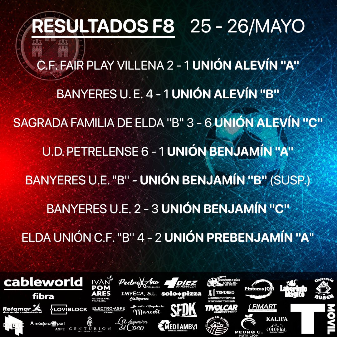 🖥️ RESULTADOS

#aspe #alicante #fútbol #fútbolpopular #veteranos #senior #juvenil #cadete #infantil #alevin #benjamin #prebenjamin #ffcv #lfva