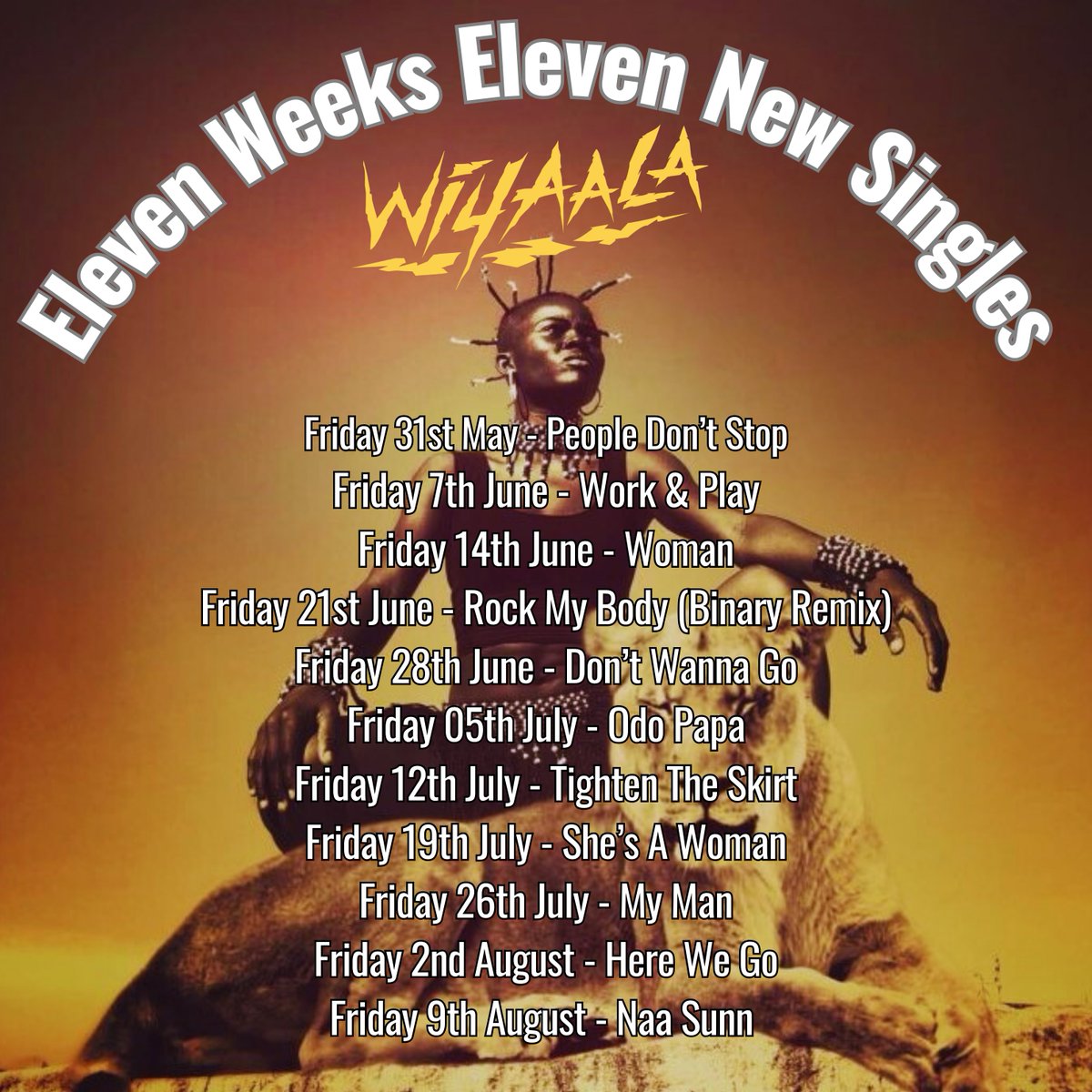 I'm pumped for this. @Wiyaala is set to release 11 singles in 11 weeks. One song a week, beginning this Friday, May 31.