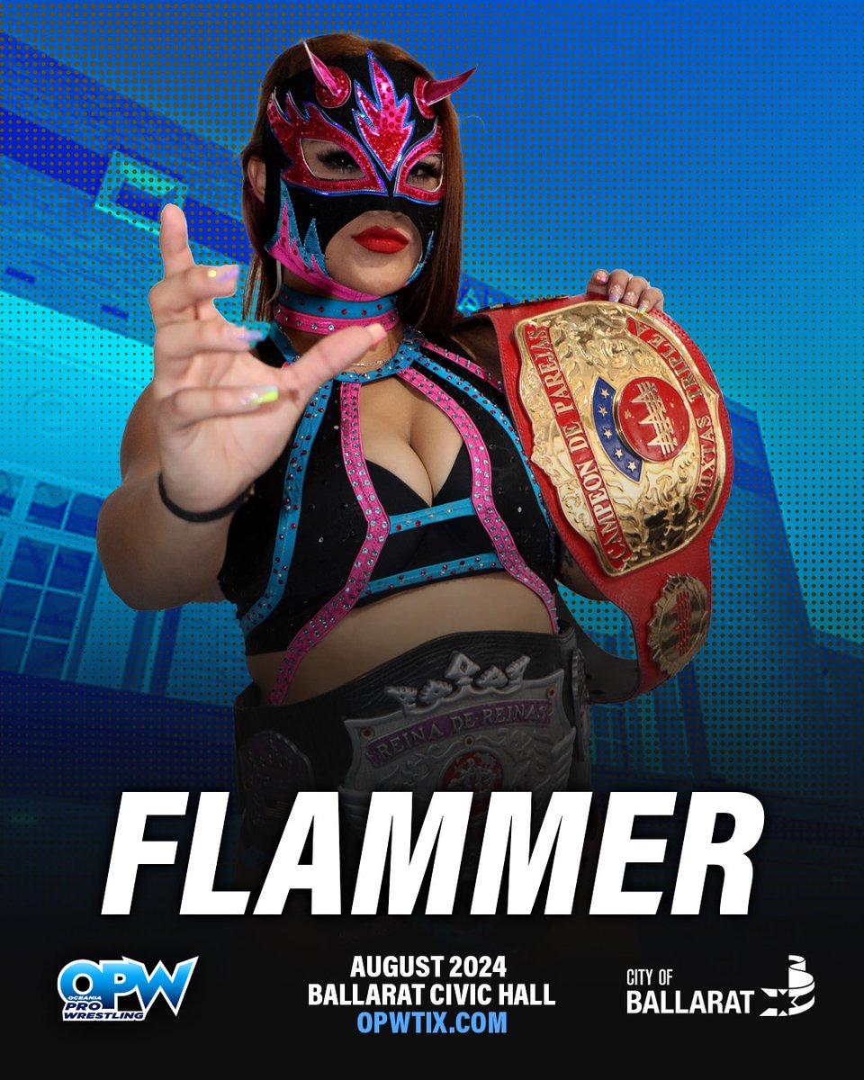 🚨 EXCITING ANNOUNCEMENT! 🚨 After an unprecedented series of travel issues that prevented @LadyFlammer from joining us at Starrcast Downunder, OPW is thrilled to confirm that the @luchalibreaaa Women's Champion will finally make her highly anticipated appearance in Ballarat