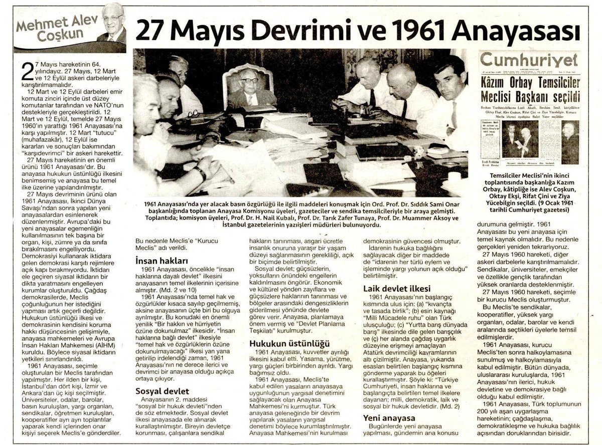 64 yıl sonra değişmeyen tek şey… Vesayetin sözcüsü Cumhuriyet Gazetesi.. #27Mayıs