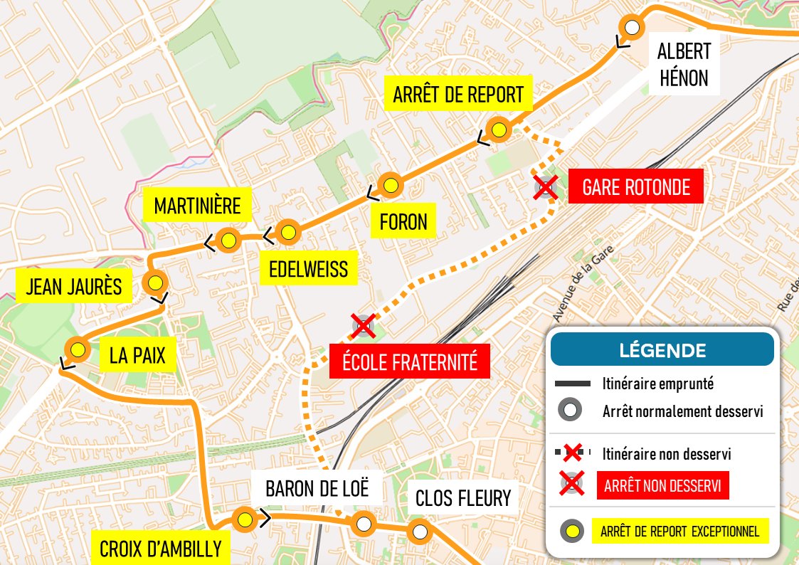 🚧 Travaux de voirie
🚍 Ligne #TAC4
🗓️ Du mardi 28 mai au vendredi 28 juin 2024
❌ Arrêt École Fraternité non desservi en direction d'Étrembières
✅ Report sur Edelweiss et Foron
⚠️ Retards et allongements de parcours à prévoir