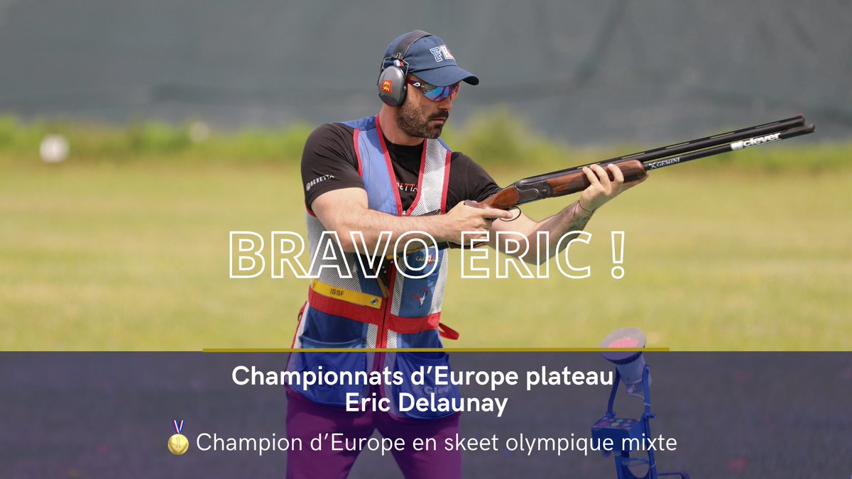 𝗖𝗛𝗔𝗠𝗣𝗜𝗢𝗡 𝗗'𝗘𝗨𝗥𝗢𝗣𝗘 🤩🥇 Eric Delaunay, membre du dispositif des emplois réservés #INSEP, a arraché ce week-end la médaille d'or au Championnats d'Europe plateau, sur le skeet olympique par équipe avec Lucie Anastassiou ! Bravo pour cette belle performance👏🇫🇷