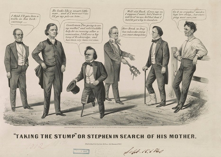 Election of 1860...A cartoon saterizing the split in the Democratic Party. The Northern Democrats nominated Stephen Douglass, Southern Democrats went with John C Breckenridge. #americanhistory #civilwar