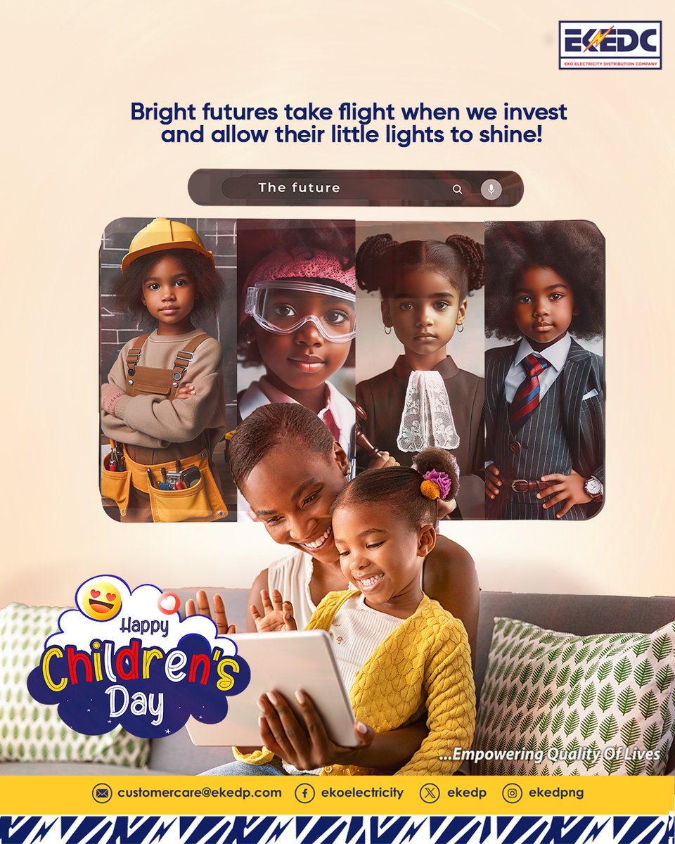 It's Children's Day!!!! Keep investing in their future by nurturing the light within every child. Share your favorite childhood memory in the comments and inspire others! Happy Children's Day #EKEDC #EmpoweringQualityofLives #HappyChildrensDay