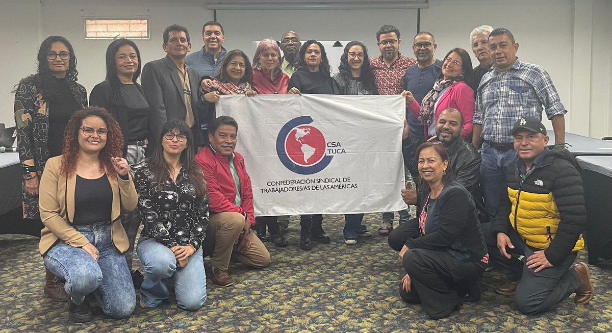ituc's tweet photo. #Colombia: Last week ITUC & @CSA_TUCA led national organising academies with @cutcolombia , @ctccolombia, and @cgtcesar_. Together, we're planning  worker-led organising campaigns that expand democracy at work across sectors, including care, platform, agricultural, recycling, construction, food, hotels, and more. 💪🇨🇴