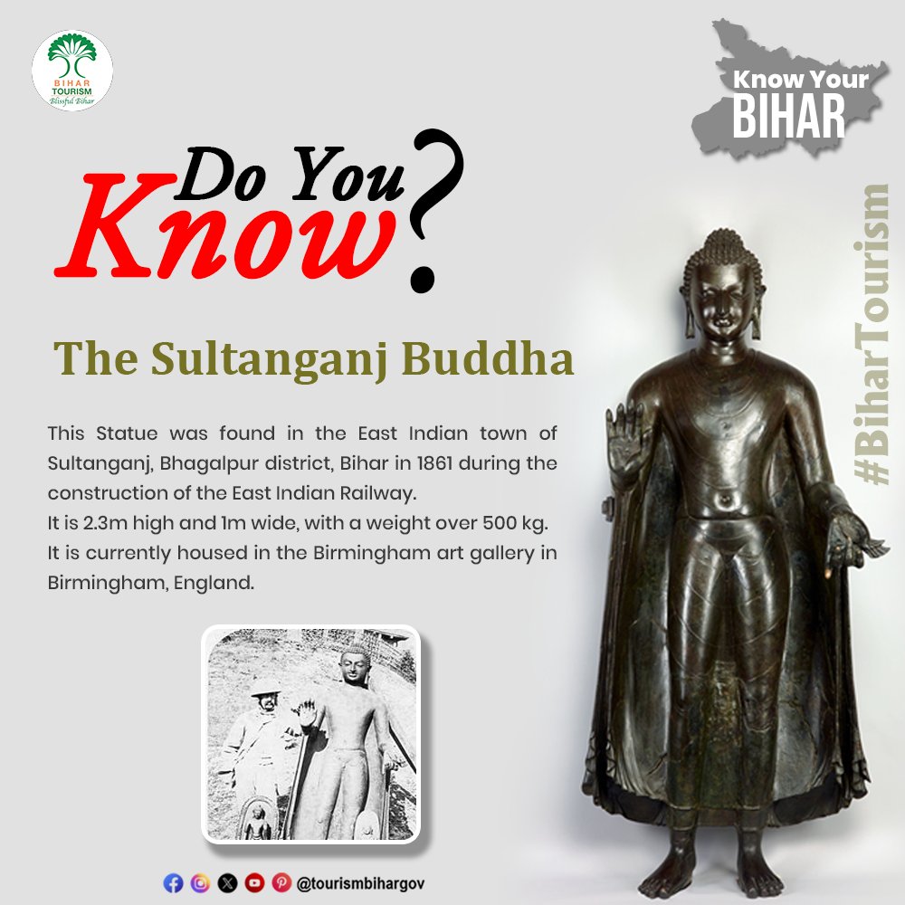 Do you know about the statue found in Sultanganj, Bhagalpur ?
.
.
.
#Bihar #dekhoapnadesh #bihartourism #BlissfulBihar #explorebihar #incredibleindia #mustvisit
#mustvisitplace #heritage #heritagetravel #ExperienceBihar #doyouknow  #buddha 
.
.
@tourismgoi @ASEAN @AbhaySinghIAS