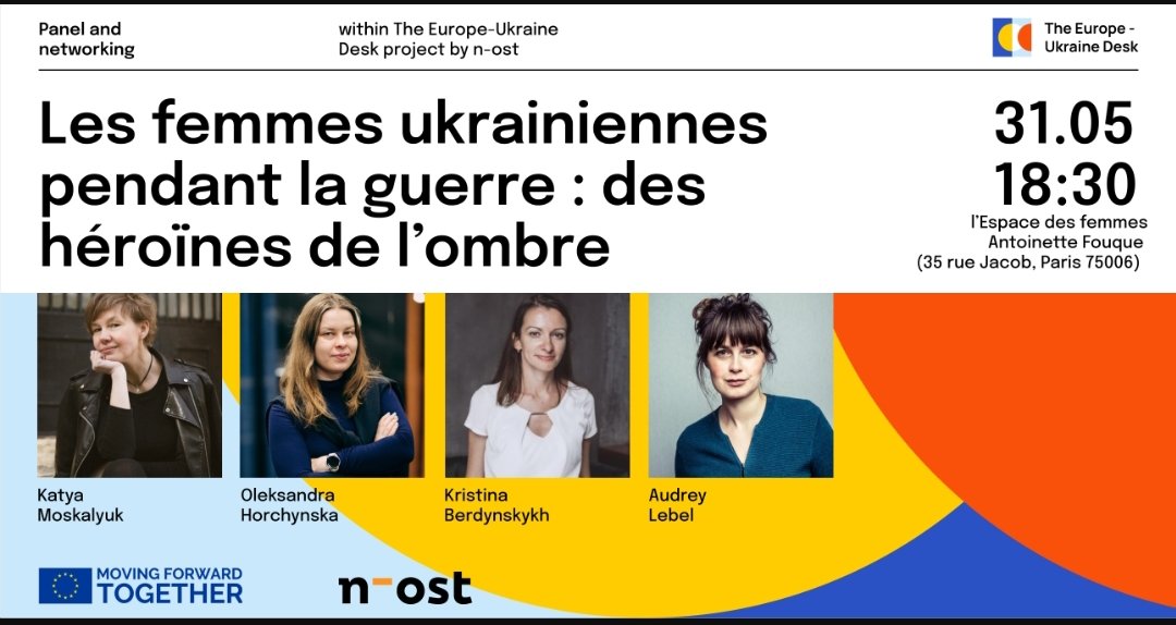 LebelAudrey's tweet photo. Rdv vendredi prochain avec les journalistes
@berdynskykh_k, Katya Moskalyuk et Oleksandra Horchynska, traduit par
@anna_koriagina. On y parlera des conséquences de l'invasion russe en Ukraine sur le quotidien des femmes. https://t.co/ewTqxbEPye
