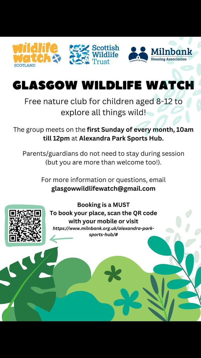 Milnbank Housing Association (@milnbankha) on Twitter photo Remember that our new Wildlife Watch club for kids aged 8-12 meets on the first Sunday of the month, 10am- midday <a href="/AllyParkHub/">Alexandra Park Sports Hub Glasgow</a>. Book your place online and come and explore all things wild! Remember that our new Wildlife Watch club for kids aged 8-12 meets on the first Sunday of the month, 10am- midday <a href="/AllyParkHub/">Alexandra Park Sports Hub Glasgow</a>. Book your place online and come and explore all things wild!