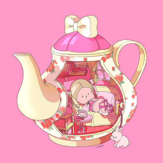 「ribbon teapot」 illustration images(Latest)