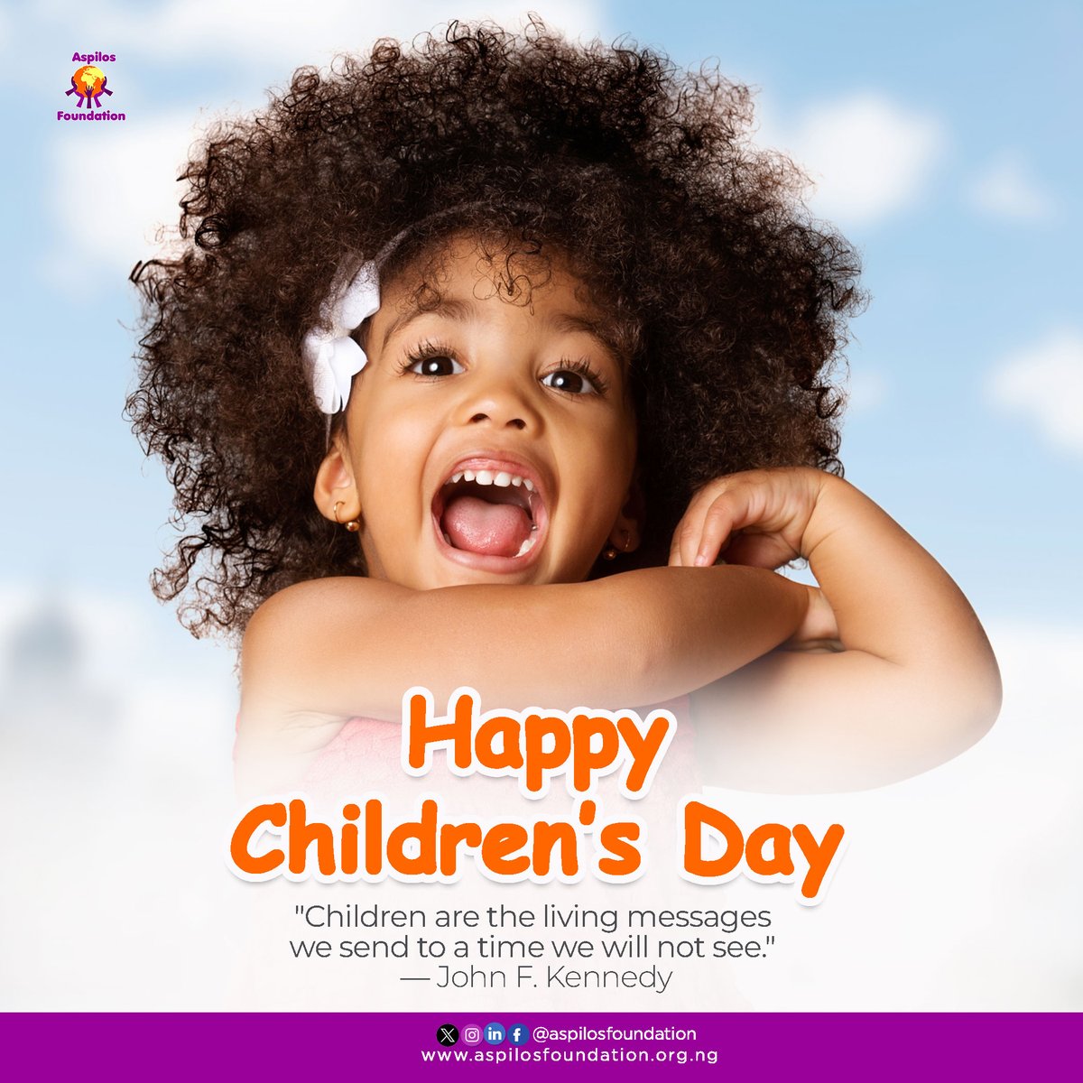 Happy Children’s Day! 'Children are the living messages we send to a time we will not see.' — John F. Kennedy Today, we celebrate the boundless potential of every child and reaffirm our commitment to a future where every girl and boy can thrive. Let’s continue to break down