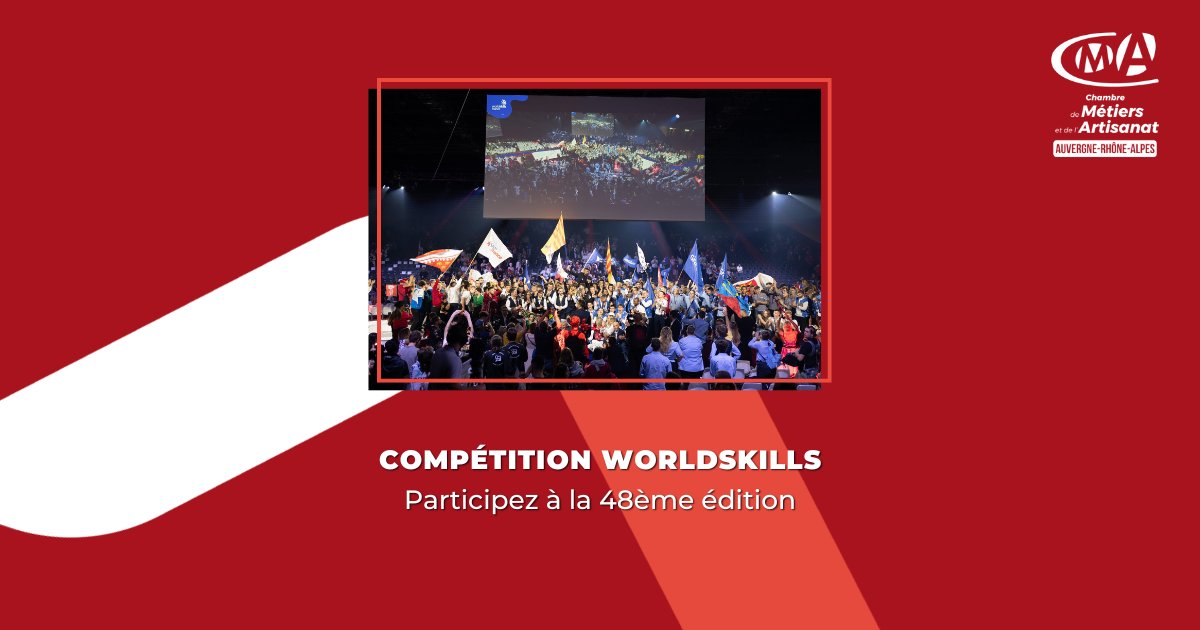 #Worldskills : les #JO des #métiers destinés aux jeunes 🏆
Vous avez - de 23 ans et vous souhaitez participer à LA compétition mondiale des métiers❓

Inscrivez-vous pour la sélection régionale #AURA et gagnez votre place en équipe de #France 🇫🇷 ➡ cma-auvergnerhonealpes.fr/sinformer/actu