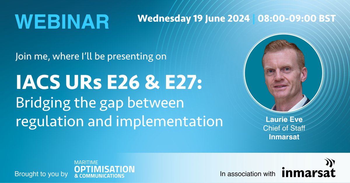 Join Inmarsat Maritime's Laurie Eve at #RivieraMaritimeMedia's webinar to explore actionable insights to help #maritime companies navigate new cyber requirements and look beyond compliance to a holistic approach to onboard cyber security. Register here: bit.ly/3KbSBKC