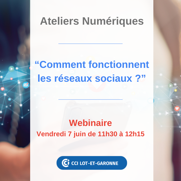 [AGENDA]
📌 Vous souhaitez comprendre le fonctionnement des réseaux sociaux ?
👉 Alors, ne manquez pas le prochain Atelier Numérique du 7 juin de 11h30 à 12h15.

🎧 La réunion est organisée en distanciel.
👉 S'inscrire : swll.to/Soyzc5u

#réseauxsociaux