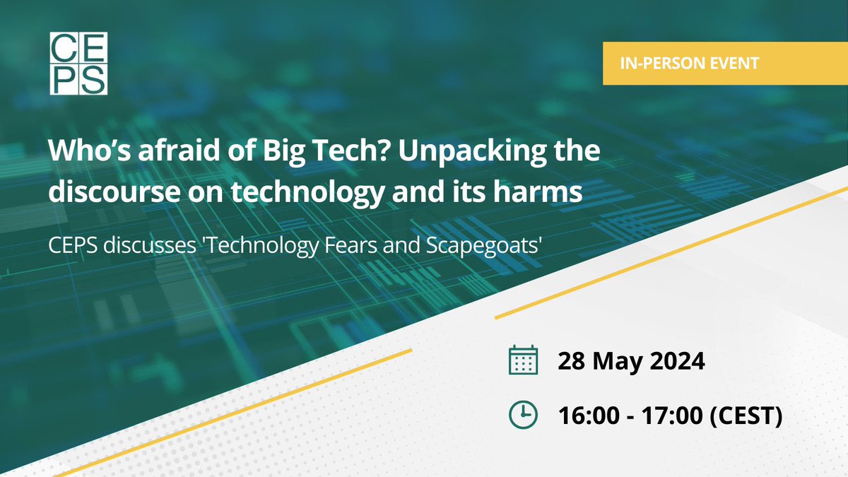 ⏰ TOMORROW / Don’t miss our discussion with @RobAtkinsonITIF from @ITIFdc to delve into his latest book “Technology Fears and Scapegoats”. The panel will explore the landscape of contemporary technological anxieties, from AI to biotech, and assess the current discourse