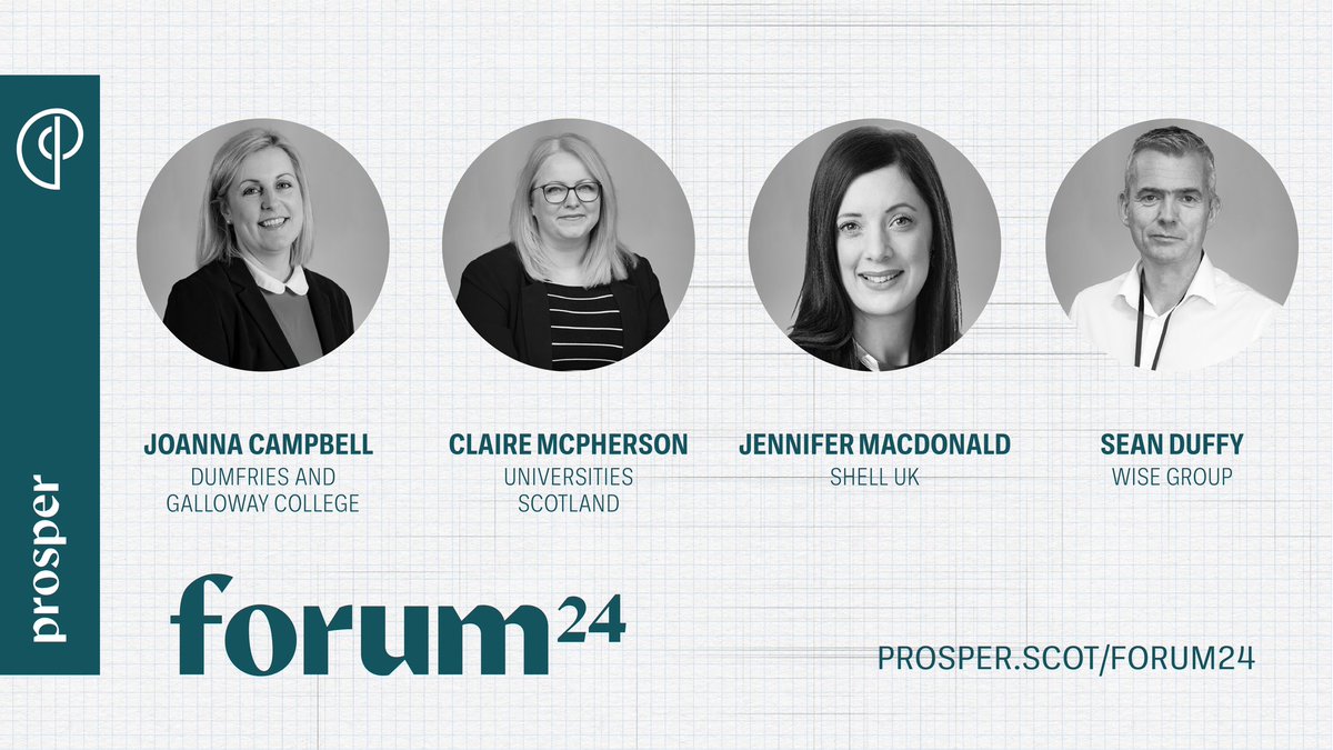 #ProsperForum24

On our panel discussing an education and skills system fit for the future we have:

Joanna Campbell @DandGCollege 
Claire McPherson @uni_scot 
Jennifer MacDonald, Shell UK
Sean Duffy @wisegroup_se 

See the full line-up prosper.scot/events/forum-2…