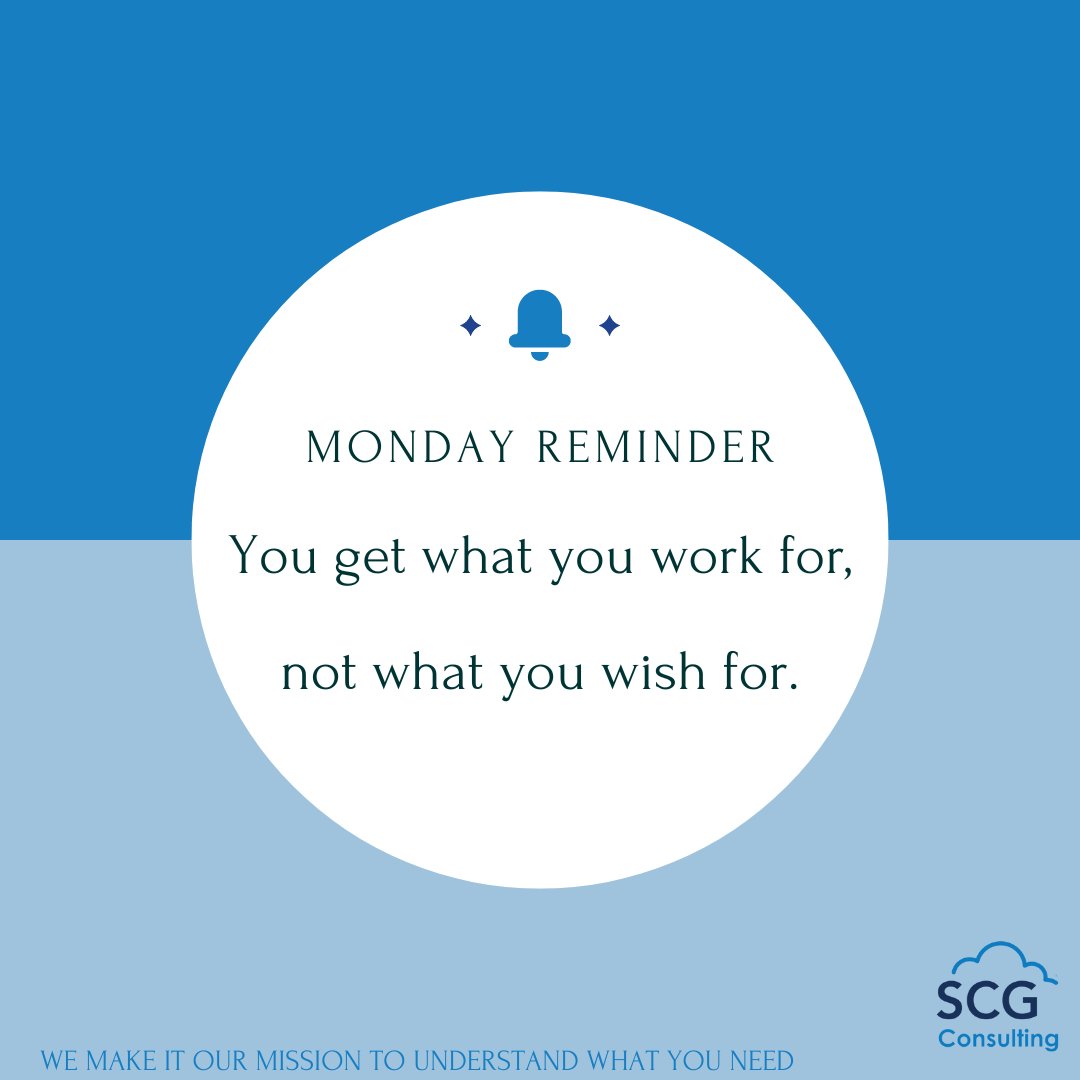 Everyone can wish for something but only a few will put in the work it takes to get there. Make this week great by working towards your goal rather than wishing for it⭐ !

#workhard #mondaymotivation #scgconsulting #mobilemay