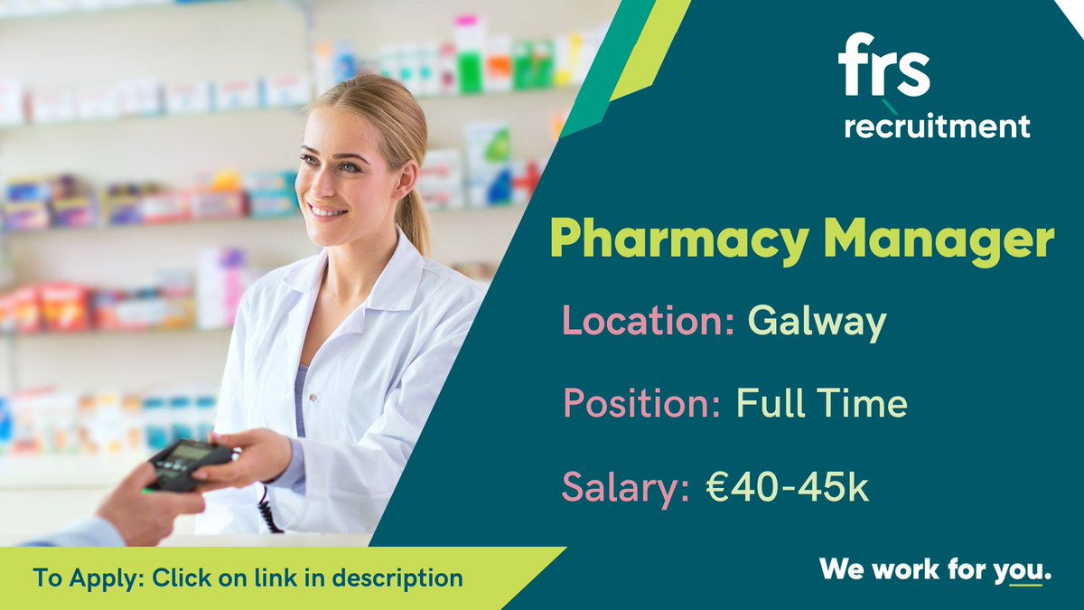 Exciting job opportunity in Galway. 

💊 Pharmacy Manager
📍Galway
💶€40-45k
📲hubs.la/Q02yvqBJ0

#weworkforyou #PharmacyJobs