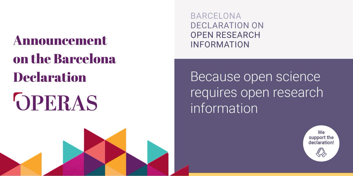 We are very pleased to announce that OPERAS has become a supporting member of the Barcelona Declaration on Open Research Information. 

Read more on the OPERAS blog post: operas.hypotheses.org/7243

#OpenResearch #BarcelonaDeclaration #OpenScience