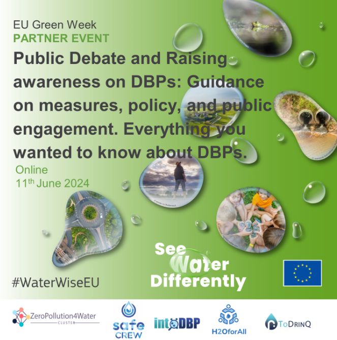 🌟Tune in for our #EUGreenWeek public debate to raise awareness on #DBPs!

🗓 June 11, 2024 
⏰ 13:00-15:00 CEST

💧Meet @PH2oforall , @intodbp , and @safeCREW_org  and explore how to protect our #drinkingwater from DBPs.

🔗 More info: buff.ly/3wUEGFF