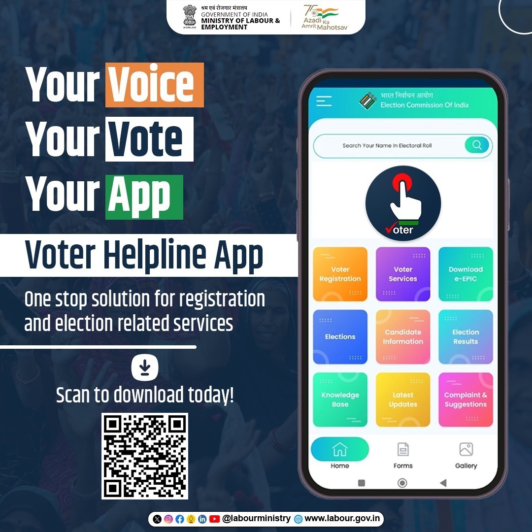 Here is a one stop solution for registration and election related services. Download the app today and participate in the biggest festival of India’s democracy. #LokSabhaElection2024 #ChunavKaParv #MoLE #LabourMinistryIndia